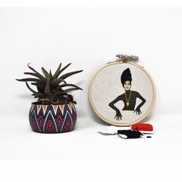 Handmade Embroidery Hoop Wall Art - Fashion Collection - Textile Wall Decoration (10cm)