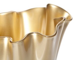 Vase glas bølget guld metallic glas vase bord vase 21 x 21 x 30 cm