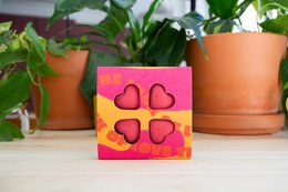  Plantable seedbombs in a pink box with heart-shaped cutouts, perfect for spreading love and greenery.