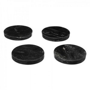 Marmeren onderzetters Marble Rond Coaster 4 stuks - Zwart