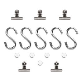 Durable wall rack FENCY - accessories package. Metal wall rack with 5 S-shaped hooks for hanging items. Suitable for shelving units.