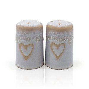 Stoneware Salz- und Pfefferstreuer Set "Herz" polarweiß