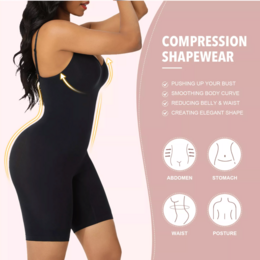 Sculpting Bodysuit Shapewear - Mid Thigh - Black
