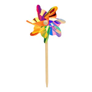 Bloemplug pinwheel gemaakt van kunststof/hout, kleurrijk (B/H/D) 14x31x7cm