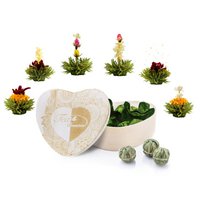 6er AbloomTea in houten hartdoos "Groene Thee"