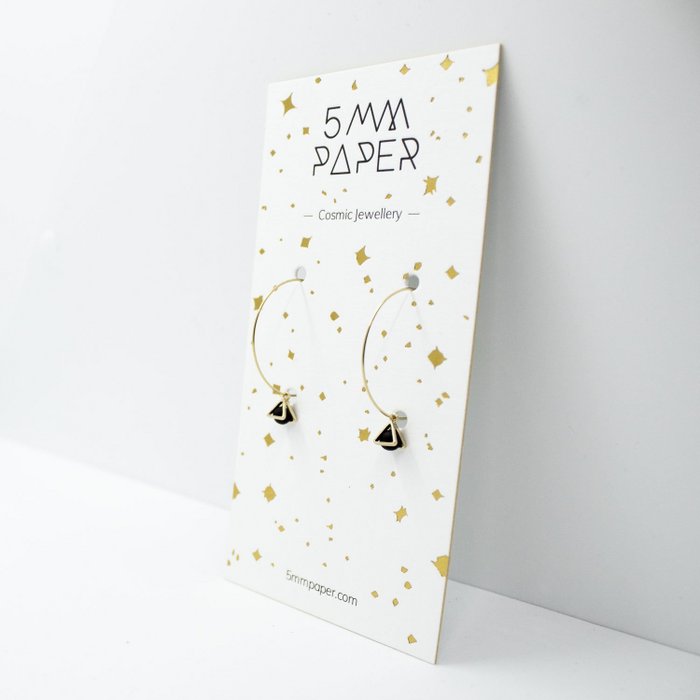 Gold Hoop Earrings - Tiny Triangle Charm