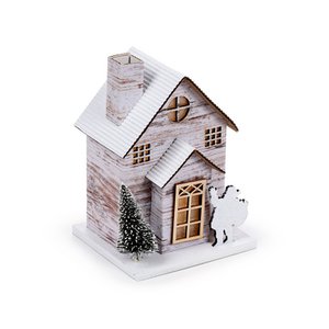 LED-Weihnachtshaus-Dekoration aus silberner Birke