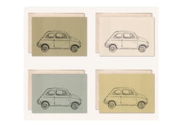 Duurzame kaart + envelop | Auto Fiat 500 | walnoot