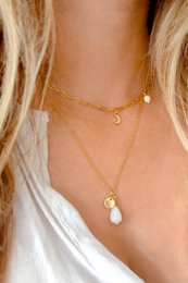 Halskæde Jade & Love Charm - Guld