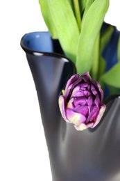 Vase glas bølget mørkeblå bordvase blå glasvase 30 cm høj