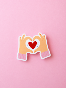 Sticker heart with hands