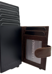Porta carte da uomo estensibile Lundholm - con scomparto per monete, banconote - porta carte in pelle porta carte di credito estensibile da uomo