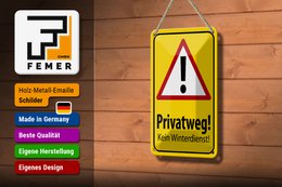 Tin sign note 18x12cm private road no winter service decoration