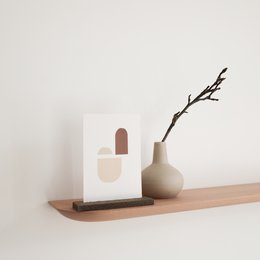 A rectangular wooden card holder with a forest design, available in medium and large sizes.