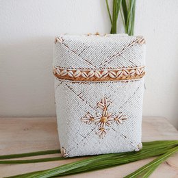 Pudełka ozdobne białe z muszlami - zestaw 3