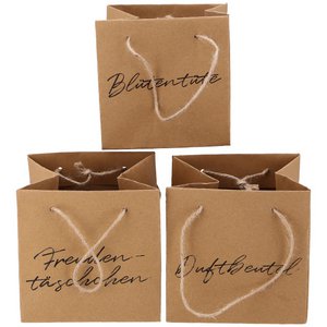 Papieren zak bloem, 3 motieven, L16cm, W16cm, H16cm, naturel