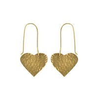 Hammered Brass Heart Earrings