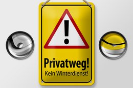 Tin sign note 18x12cm private road no winter service decoration