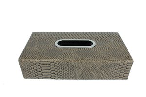 Taschentuchbox Kunstleder Reptil graubraun Kosmetiktücherbox