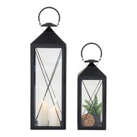 Casa Lantern, set of 2 - Lantern, steel and glass, black, set of 2