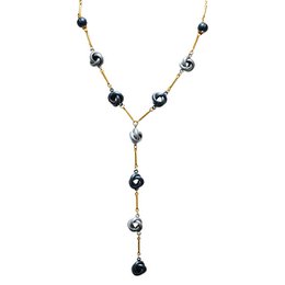 Y-Shaped Necklace with Enamel Knots