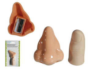 Finger and nose, sharpener and eraser