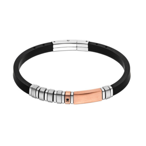 Siliconen herenarmband met stalen inzetstukken