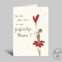 Mother's Day card with heart, flower, mouse and saying | Folding card DIN A6 + envelope