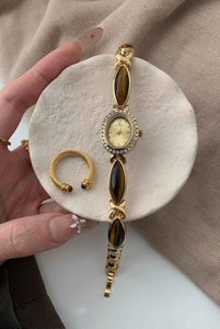Clara - Classic Tiger’s Eye Oval Dial Bracelet Quartz Watch