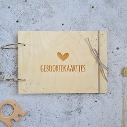 Houten bewaarbundel | Geboortekaartjes | Hartje | A5