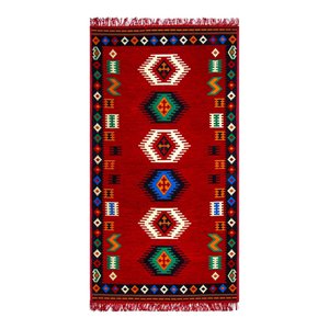 Carpet with kilim motifs - red - 150x80x1cm