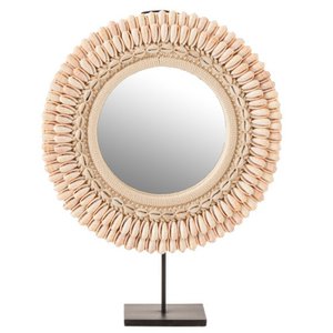 J-Line spiegel Mona - glas/schelpen - lichtroze - large - 37 x 52.5 cm