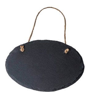 Bord van effen leisteen, ovaal, om op te hangen, L18cm, B12cm, H0,5cm, antraciet