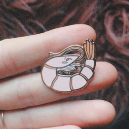 Shrimp Friend Pin, hard enamel