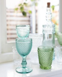 Diamond wine glass medium, blue