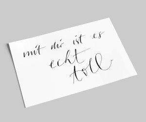 lettering card | It's really great with you | love card | friendship card | black-and-white