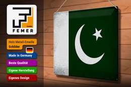 Tin Sign Flag Pakistan 40x30cm Flag Pakistan Vintage