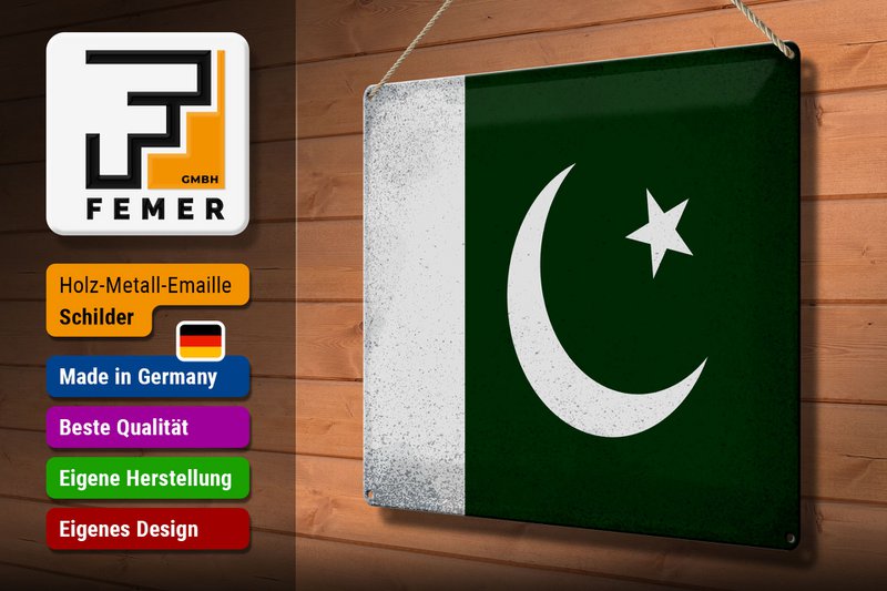 Tin Sign Flag Pakistan 40x30cm Flag Pakistan Vintage