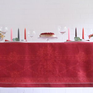 Linen tablecloth French melody - red bordeaux