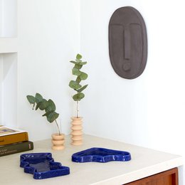 Vassoio Wave in ceramica - Rettangolo blu