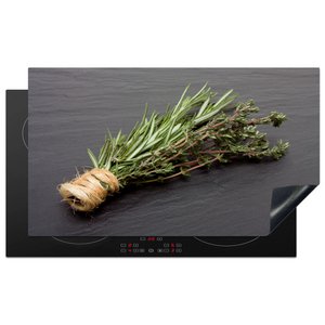 Inductie beschermer - Tijm - Kruiden - Groen - Tafel - Keuken - Steen - Kookplaataccessoires - Afdekplaat voor kookplaat - Inductiebeschermer - Inductiemat - Inductieplaat mat - Keuken decoratie
