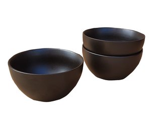 pot ceramic bowl black 14 cm