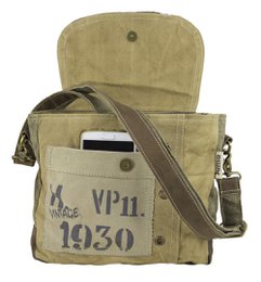 Sunsa damestas. Schoudertas in koeriervorm. Schoudertas in vintagestijl. Canvas handtas. Grote crossbodytas voor dames.