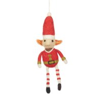 Handmade Felt Red Elf Christmas Tree Hanging Decoration