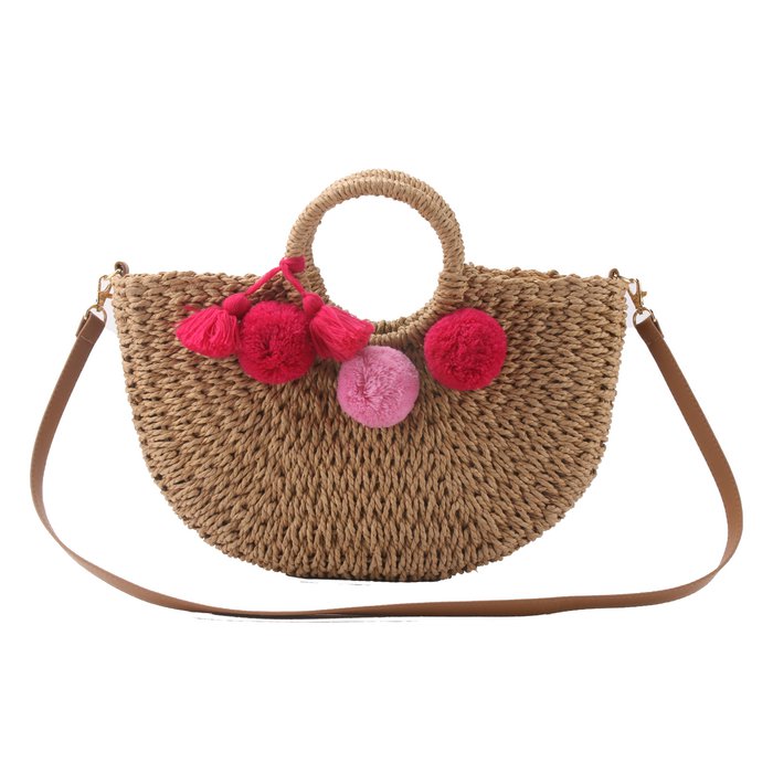 Multicolored Wholesale Weekender Bag with Frill and Pom Pom Tassel