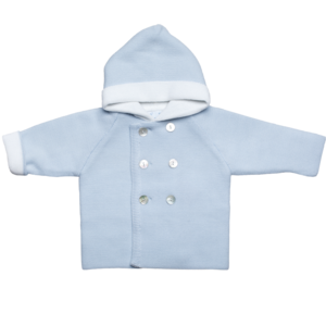 Hooded coat light blue made from 100% finest merino wool