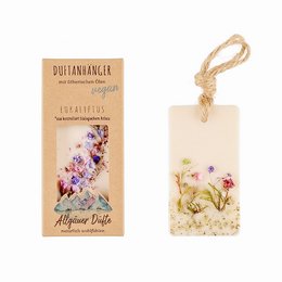 Fragrant eucalyptus pendant with floral design, suitable for room sprays.