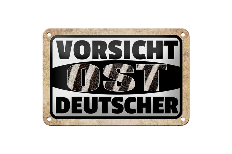Tin sign saying 18x12cm Beware East German decoration