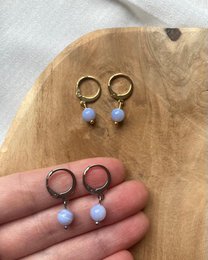 Natural Stone Earrings Stainless Steel gold/silver 'Agate'