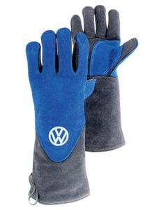 Volkswagen T1Volkswagen T1 Bus BBQ Gloves (Pair) in Gift Box - Cow Leather/Blue & Grey